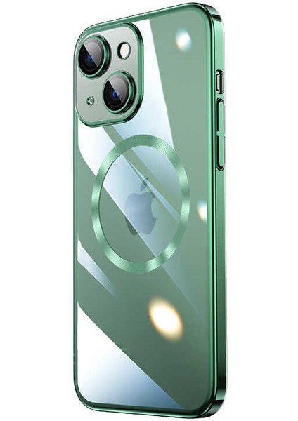 Apple iPhone 14 Plus Kılıf Sert Transparans Arka Kamera Korumalı Riksos Koyu Yeşil