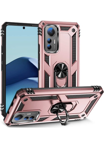 Xiaomi Mi 12 Lite Kılıf Vega Sert Silikon Tank Standlı Yüzüklü Mıknatıslı Bronz