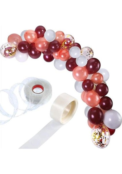 112 Adet Balon Çelenk Kiti Balon Kemer Çelenk Düğün Doğum Günü Partisi Süslemeleri (Beyaz Bordo Gül Altın) (Yurt Dışından)