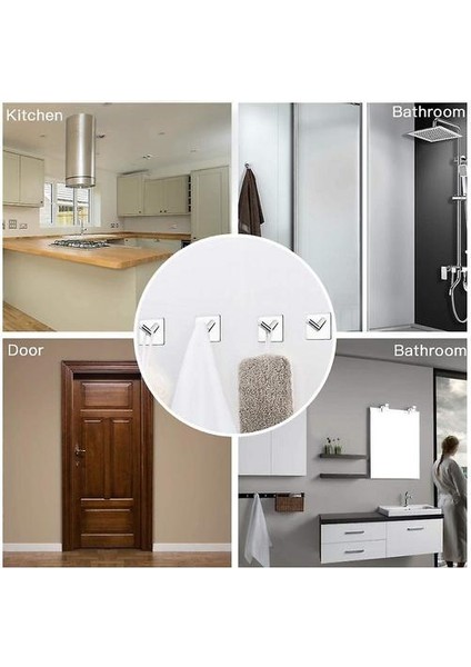 4 Paslanmaz Çelik Kendinden Yapışkan Kancalar, Mutfağa, Banyoya Uyarlanmış Bornoz, Havlu, Kanca ve Banyo Malzemeleri Asmak Için Kullanılabilir. (Yurt Dışından)