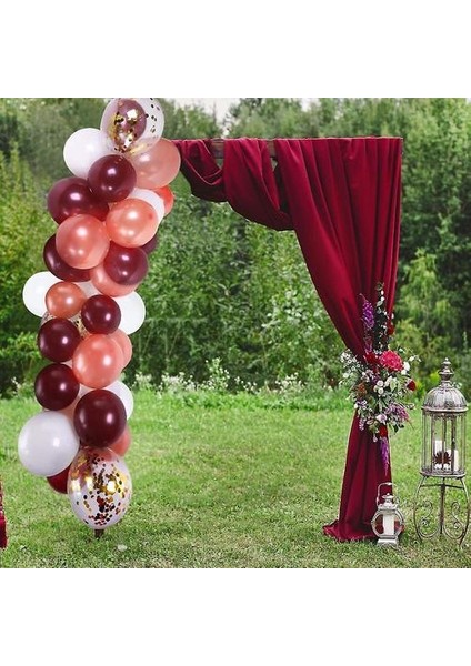 112 Adet Balon Çelenk Kiti Balon Kemer Çelenk Düğün Doğum Günü Partisi Süslemeleri (Beyaz Bordo Gül Altın) (Yurt Dışından)