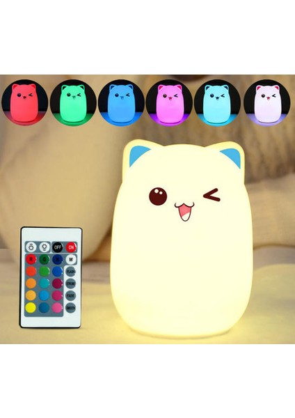 LED Gece Işık Lambası Uzaktan Kumanda Renkli USB Şarj Edilebilir Karikatür Silikon Başucu Lambası Çocuklar Için Bebek Hediye | LED Gece Işıkları (Yurt Dışından)