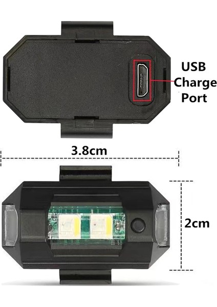 2 Ad. 7 Renk Araba Bisiklet Motosiklet Için Sinyal LED Çakar Drone Çakarlı Anti-Çarpışma Uyarı Işığı