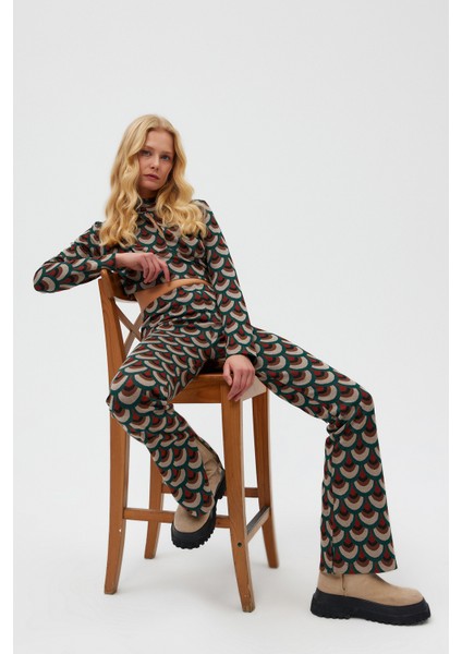 Cut Out Desenli Örme Pantolon Alt-Üst Takım