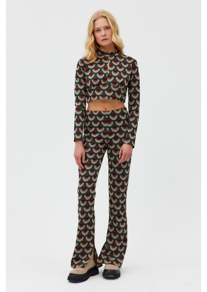 Cut Out Desenli Örme Pantolon Alt-Üst Takım modelleri