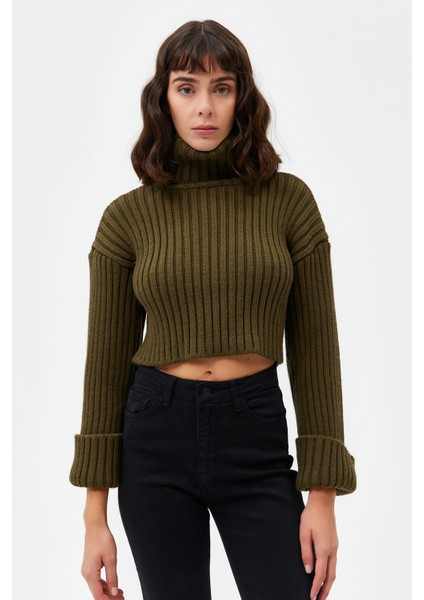 AÇELYAOKCU Balıkçı Yaka Crop Kazak