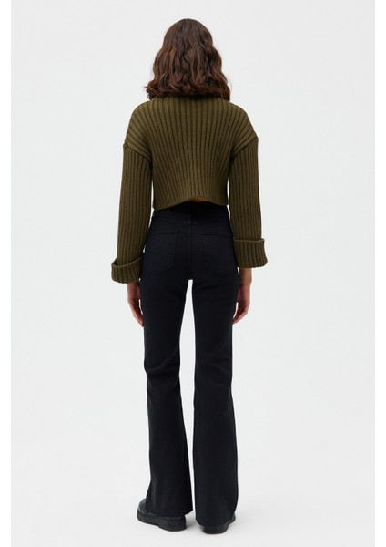 AÇELYAOKCU Balıkçı Yaka Crop Kazak fırsatları