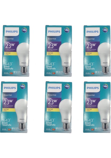 Essential LED Lamba 13W - 100W E27 Duy 3000K Sarı Işık 6'lı Paket fiyatları