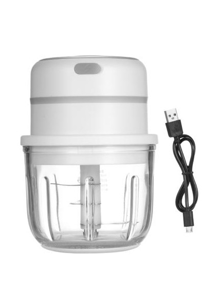 Elektrikli Mini Sarımsak Kıyıcı Gıda Dilimleme Taşınabilir Öğütücü Blender Işlemci 300ML USB Şarj Edilebilir (Beyaz) (Yurt Dışından)