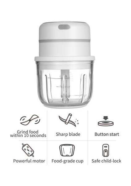 Elektrikli Mini Sarımsak Kıyıcı Gıda Dilimleme Taşınabilir Öğütücü Blender Işlemci 300ML USB Şarj Edilebilir (Beyaz) (Yurt Dışından) fırsatları