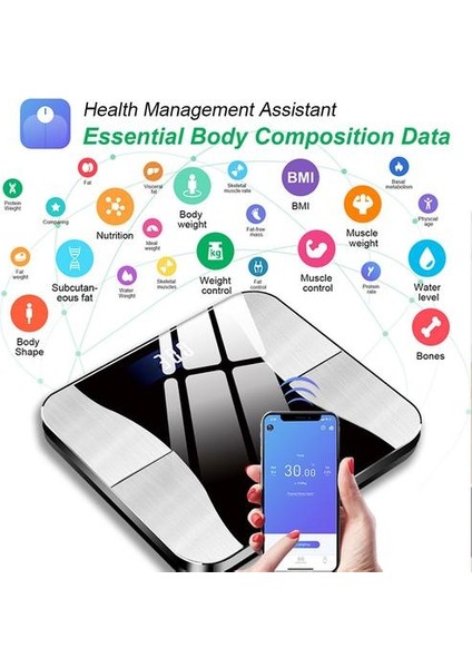 Bluetooth Bfr Ölçekler Akıllı Dijital Ölçekli Vücut Kompozisyon Banyo Yağ Ölçeği Bmı Bfr Muscle Kemik Kütle Analiz Cihazı | Banyo Terazi (Siyah) (Yurt Dışından) fiyatları