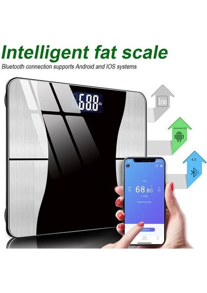 Bluetooth Bfr Ölçekler Akıllı Dijital Ölçekli Vücut Kompozisyon Banyo Yağ Ölçeği Bmı Bfr Muscle Kemik Kütle Analiz Cihazı | Banyo Terazi (Siyah) (Yurt Dışından) modelleri