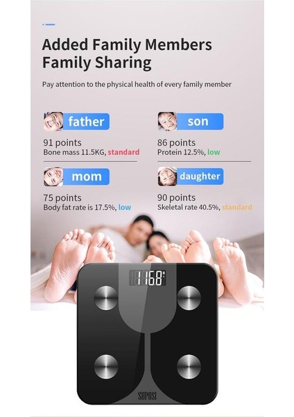 Banyo Terazi Dijital Denge Vücut Yağ Akıllı Zemin Ağırlığı Tartım Kişi Bascula Ölçekli Elektronik Bağlantılı Bluetooth Lbs Bmı | Banyo Ölçekler (Beyaz) (Yurt Dışından)
