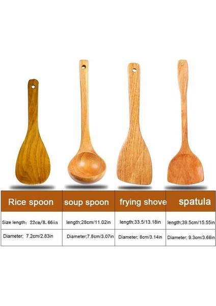4 Adet Bambu Ahşap Wok Kürekler Oluklu Spatula Kaşık Karıştırma Tutucu Pişirme Eşyaları (Yurt Dışından)