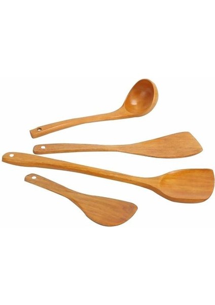 4 Adet Bambu Ahşap Wok Kürekler Oluklu Spatula Kaşık Karıştırma Tutucu Pişirme Eşyaları (Yurt Dışından)