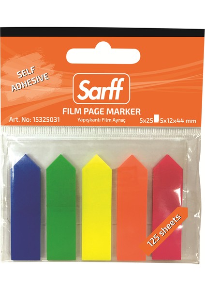 5X12X44MM Fosforlu Renkler Film Ayraç 5 Renk 25YP