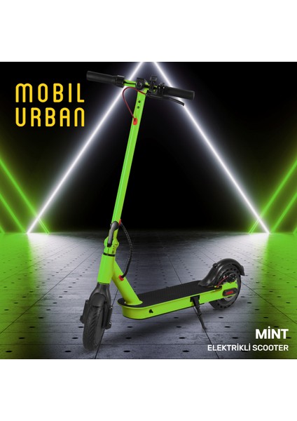 Mint LED Ekranlı Katlanabilir Elektrikli Scooter Yeşil