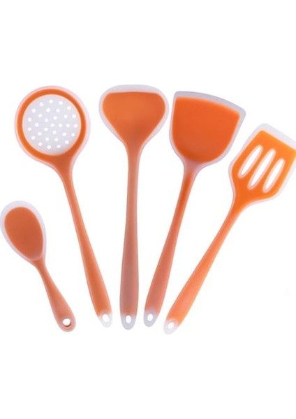 5 Adet Silikon Mutfak Pişirme Aracı Spatula Kepçe Kürek Kaşık Çorba Mutfak Eşyaları Seti (Yurt Dışından)
