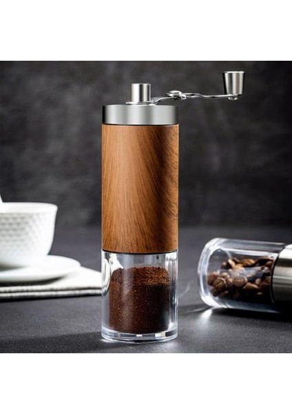 Taşınabilir Ahşap Tahıl El Manuel Kahve Öğütücü Gümüş Paslanmaz Çelik Kahve Çekirdeği Burr Değirmen El Krank Aeropress Espresso Taşe | Manuel Kahve Öğütücüler (Yurt Dışından)