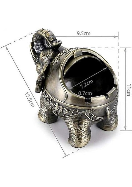 Küllük Kapaklı Retro Fil Metal Küllük Kapalı ve Açık (Yurt Dışından)