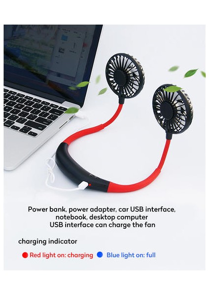 Mini USB Taşınabilir Fan Eller Ücretsiz Boyun Fan Şarj Edilebilir Pil Küçük Taşınabilir Spor Fan 2000MA Danışma El Klima Soğutucu | Hayranları (Yurt Dışından)