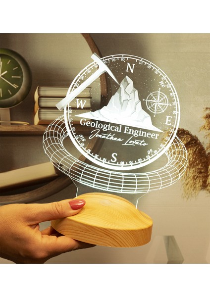 Jeoloji Mühendisi Hediyesi 3D Lamba Kişiye Özel Jeolog Hediyesi LED Masa Lambası indirimleri