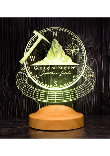 Jeoloji Mühendisi Hediyesi 3D Lamba Kişiye Özel Jeolog Hediyesi LED Masa Lambası fiyatları