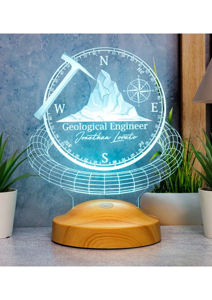 Jeoloji Mühendisi Hediyesi 3D Lamba Kişiye Özel Jeolog Hediyesi LED Masa Lambası modelleri