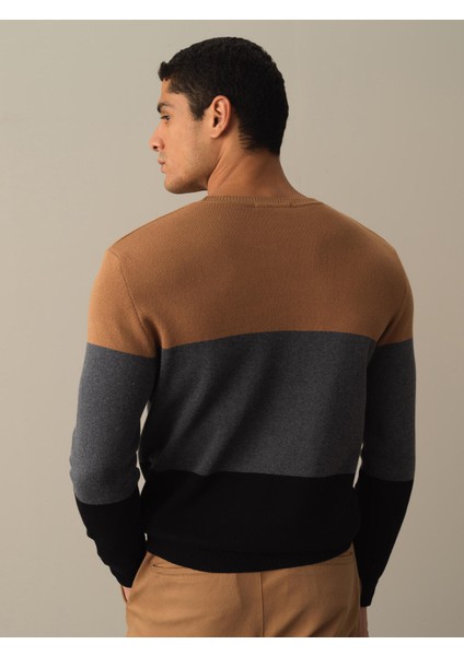 Erkek Siyah Regular Fit Çizgili Kazak fırsatları