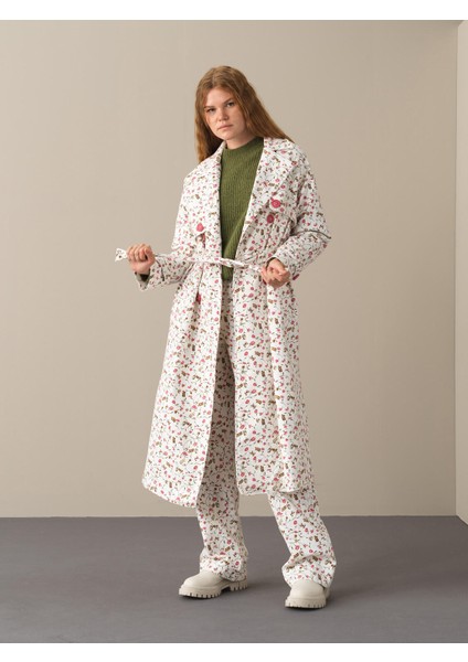 Kadın Pembe Pamuklu Oversize Trençkot