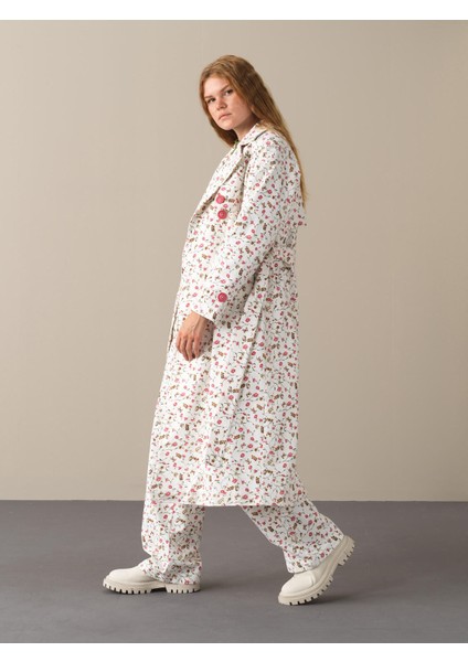 Kadın Pembe Pamuklu Oversize Trençkot modelleri