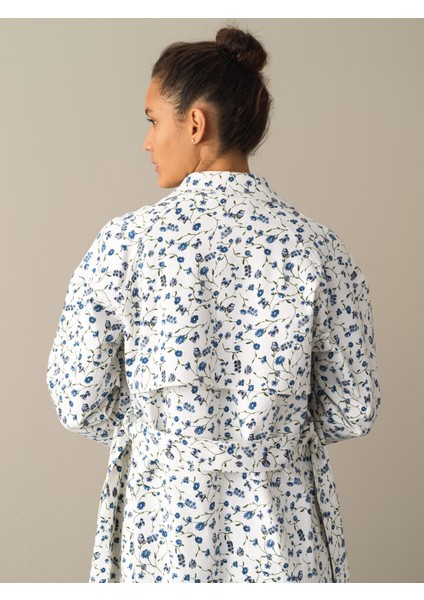 Kadın Mavi Pamuklu Oversize Trençkot indirimleri