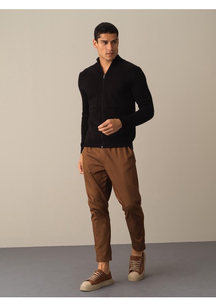 Erkek Siyah Oversize Cep Detaylı Hırka