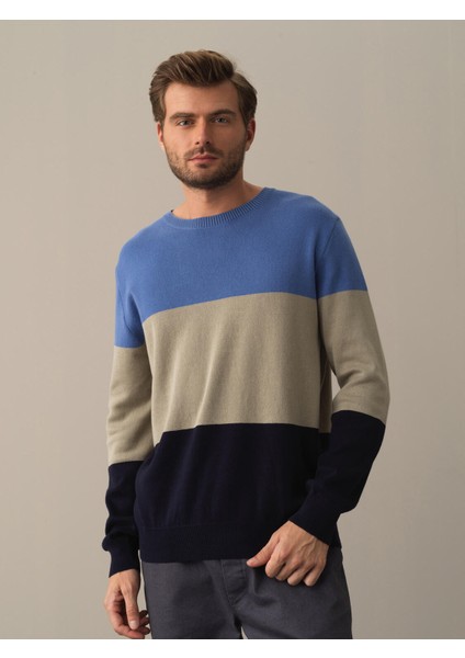 Erkek Lacivert Regular Fit Çizgili Kazak fiyatları