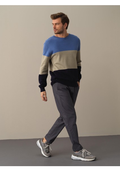 Erkek Lacivert Regular Fit Çizgili Kazak modelleri