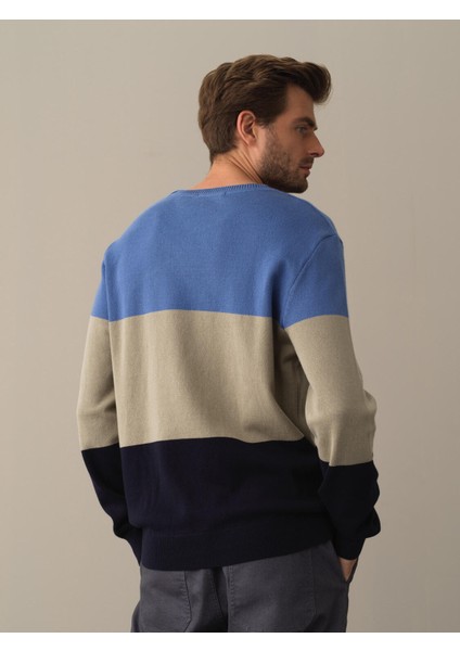 Erkek Lacivert Regular Fit Çizgili Kazak fırsatları