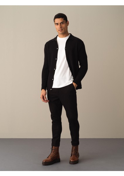 Erkek Siyah Regular Fit Hırka