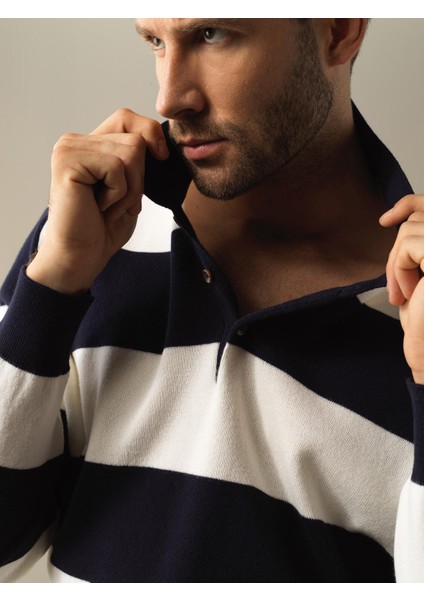 Erkek Lacivert Polo Yaka Regular Fit Kazak fiyatları