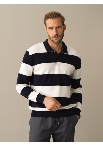 Erkek Lacivert Polo Yaka Regular Fit Kazak modelleri