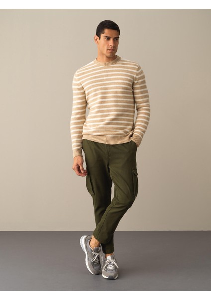 Erkek Bej Regular Fit Çizgili Kazak modelleri