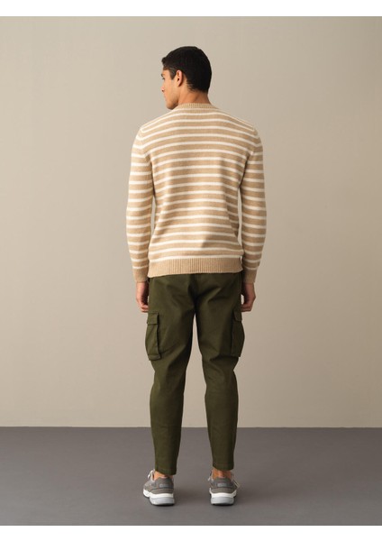 Erkek Bej Regular Fit Çizgili Kazak indirimleri