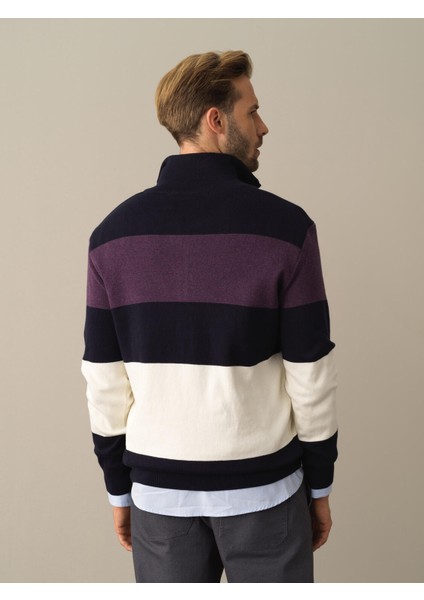 Erkek Lacivert Regular Fit Çizgili Kazak indirimleri