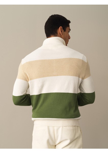 Erkek Ekru Regular Fit Çizgili Kazak indirimleri