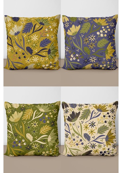 Old Flowers Set 4'lü Kırlent Kılıfı 980