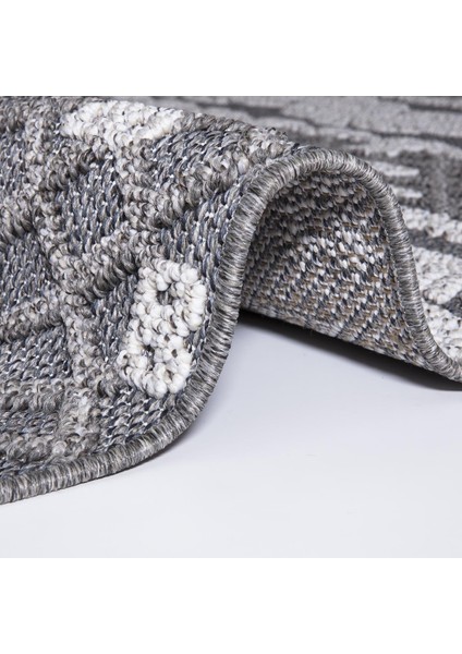 Koyu Gri 08340A Kolay Temizlenen Hav Toz Vermez Yumuşak Hasır Dokulu Halı modelleri