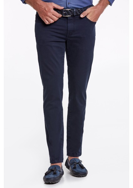 Slim Fit 5 Cep Lacivert Yazlık Pantolon