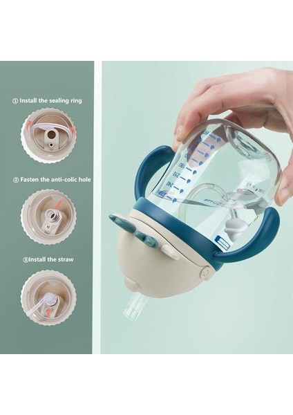 Taşınabilir Sippy Kupası 320ML Çocuk Saman Içme Kupası Kolu Yerçekimi Topu ile Anti Choke Yerçekimi Topu Anti Güz Su Şişesi Toddler | Bardaklar (Yurt Dışından)
