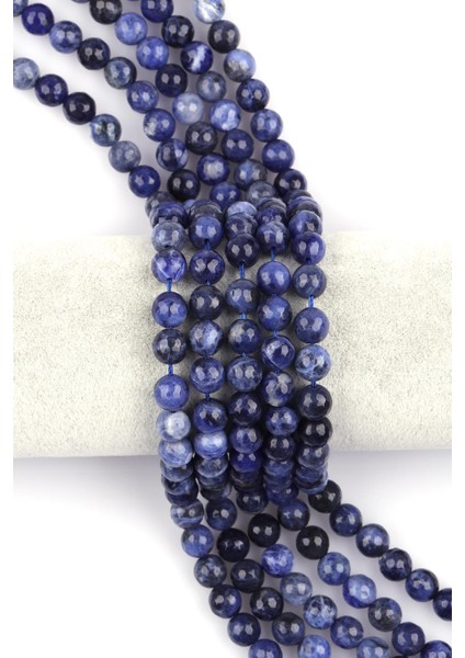 Sodalit Doğal Taş Dizi 8 mm Fasetli Küre Kesim