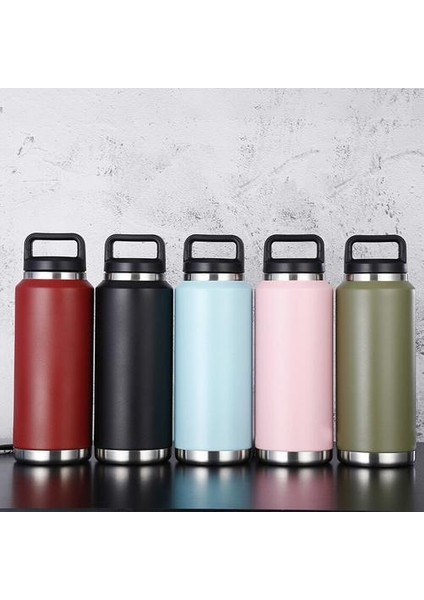 36 Oz Su Şişesi Geniş Ağız Vakum Yalıtımlı Şişe Çift Duvar 18/8 Paslanmaz Çelik Toz Boyalı Seyahat Su Şişesi 10 Renkler | Su Şişeleri (Kırmızı) (Yurt Dışından)