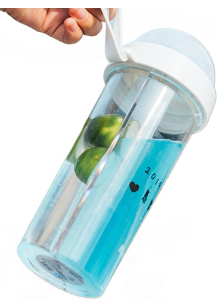 Çift Sippy Içecek Kupası Yaratıcı Severler Su Şişesi Caneca Açık Spor Tumbler Kahve Kupa Çift Boru Açılış Tasarım Küpe Küpü | Su Şişeleri (Beyaz) (Yurt Dışından)